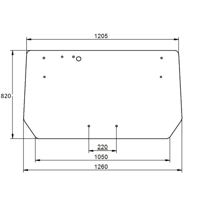 Sklo zadní - čiré, madlo 220mm