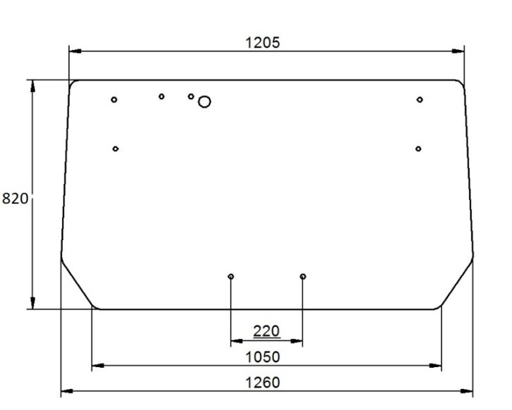 Sklo zadní - čiré, madlo 220mm