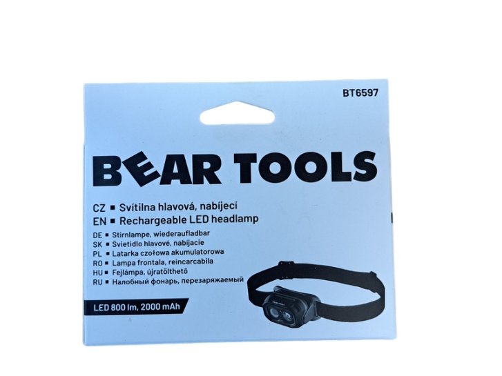 G - Čelovka - svítilna BEAR TOOLS - 800 lm, 2000 mAh, nabíjecí, pohybový senzor