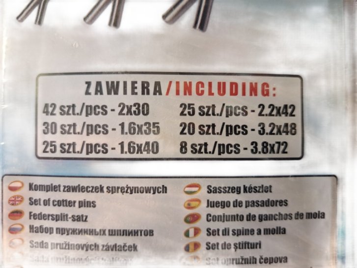 G - Sada pružinových závlaček 150 ks